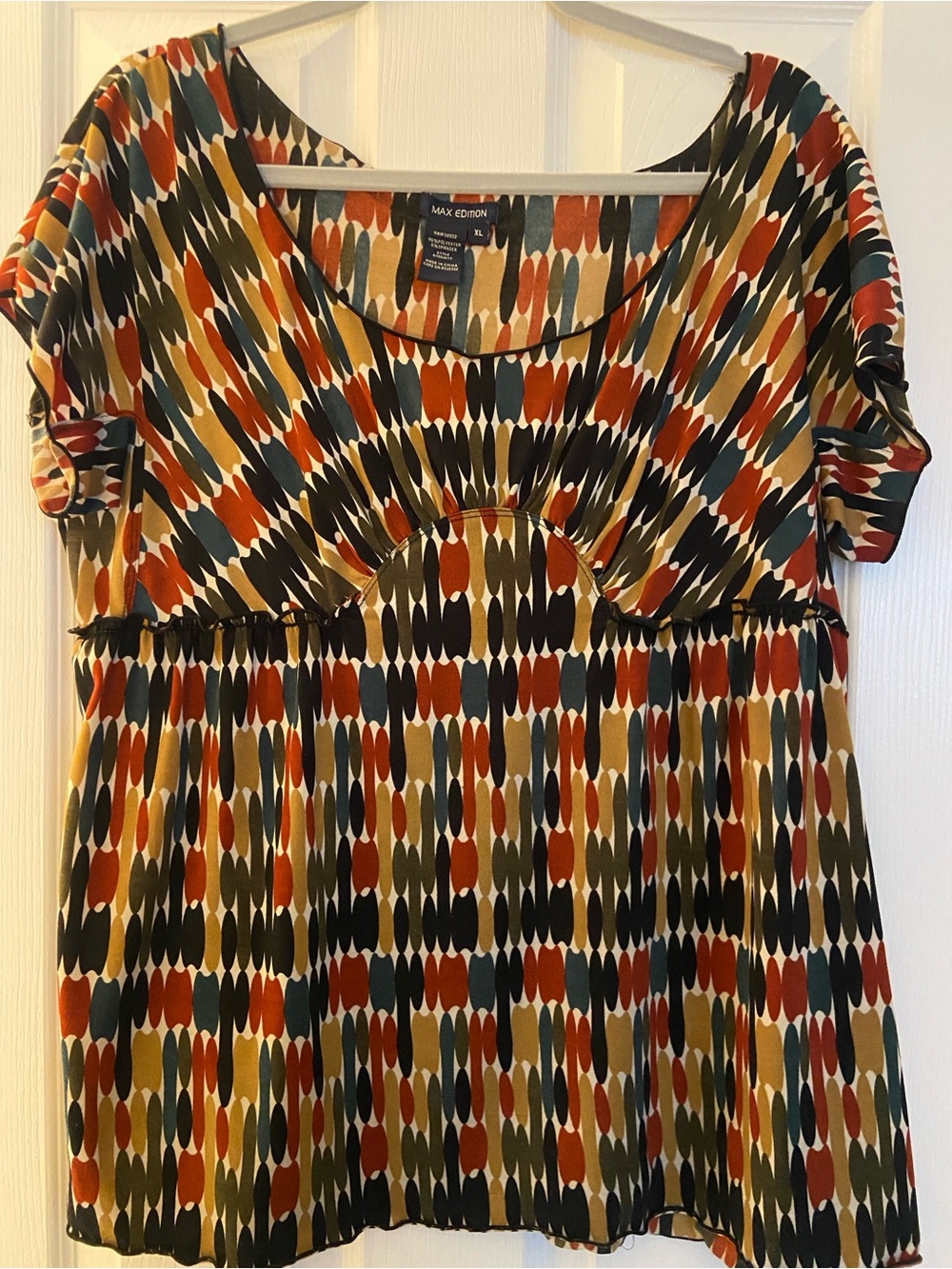 Max Edition Multicolor Geometric Print Tunic - Rust, Olive, Teal, Black, Cream